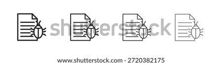 Bug report icon set, Illustration, Black