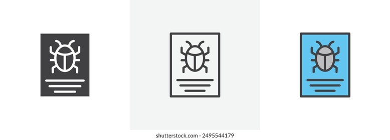 Bug report icon symbol collection on white background.