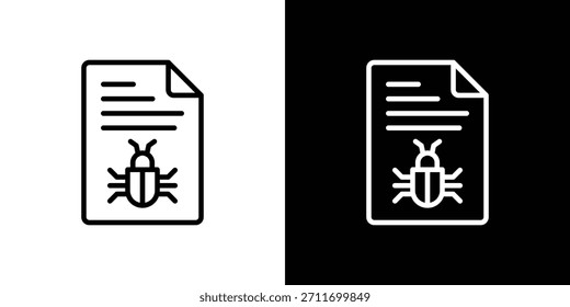 Bug report icon symbol in thin line, outline and stroke style for apps