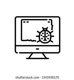 bug report outline icon. isolated line vector illustration from programming collection. thin stroke bug report icon on white background