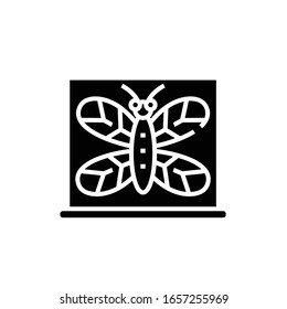 Fehlersuche Schwarzes Symbol, Concept Illustration, Vektorillustration flaches Symbol, Bildzeichen.