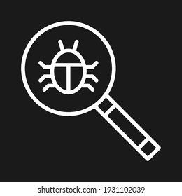 Bug, scan, search icon vector image. Can also be used for internet security. Suitable for use on web apps, mobile apps and print media.