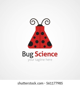 Bug Science Logo Design Vector. Flat Style Design