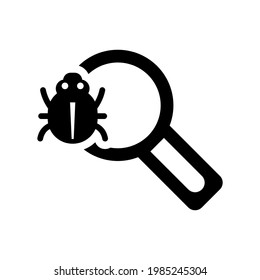 Bug search icon.bacteria,find (vector illustration)