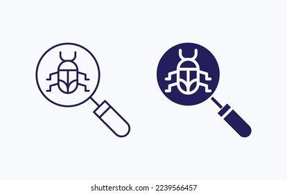 Bug search vector illustration icon