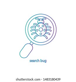 Bug searching vector line icon with white background