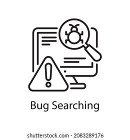 Bug Searching vector outline Icon Design illustration. Web And Mobile Application Symbol on White background EPS 10 File