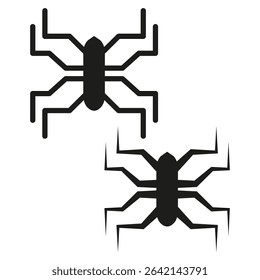 Bug shape icons. Abstract insect design. Robotic beetle forms. Vector silhouette style