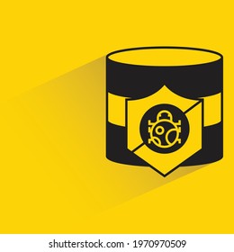 bug shield and data storage with shadow yellow background