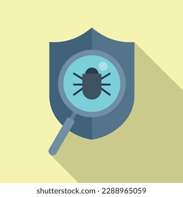 Bug shield icon flat vector. Virus hacker. Online threat