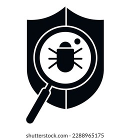 Bug shield icon simple vector. Virus hacker. Online threat