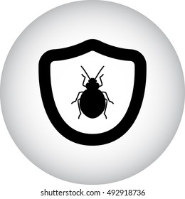 Bug shield security sign silhouette symbol icon on background