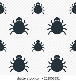 Bug sign icon. Virus symbol. Software bug error. Disinfection. Seamless grid lines texture. Cells repeating pattern. White texture background. Vector