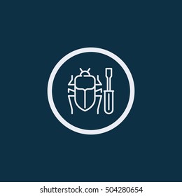 Bug sign icon. Virus symbol. Software bug error. Disinfection. Graphic design element