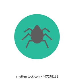 Bug silhouette icon on the green background. Vector illustration