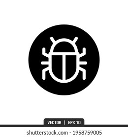 Bug Silhouette icon vector, illustration logo template in trendy style. Suitable for many purposes.