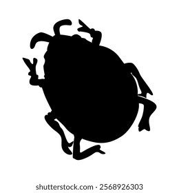 Bug silhouette isolated on white background. Shape of insect. Black silhouette of beetle. Entomology, botanic or biology design element for poster, flyer, or book cover. Stock vector illustration