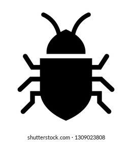Bug silhouette vector icon on white background