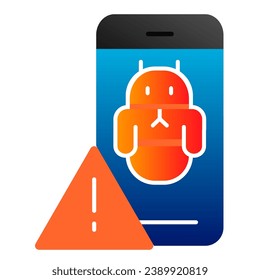 Bug in smartphone flat icon. Smartphone virus color icons in trendy flat style. Phone with danger sign gradient style design, designed for web and app. Eps 10