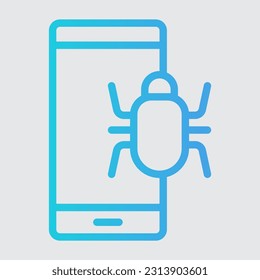 Bug smartphone gradient line icon, use for website mobile app presentation