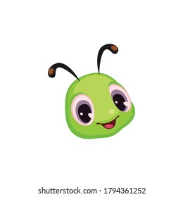 Bug smile face vector. kids book and joyful background