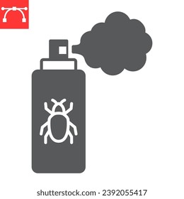 Bug spray glyph icon, pest and insecticide aerosol, insect repellent vector icon, vector graphics, editable stroke solid sign, eps 10.
