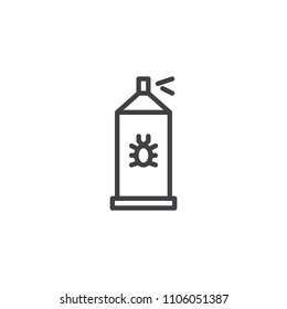 Bug Sprayer Outline Icon. Linear Style Sign For Mobile Concept And Web Design. Bug Disinfection Simple Line Vector Icon. Repellant Symbol, Logo Illustration. Pixel Perfect Vector Graphics