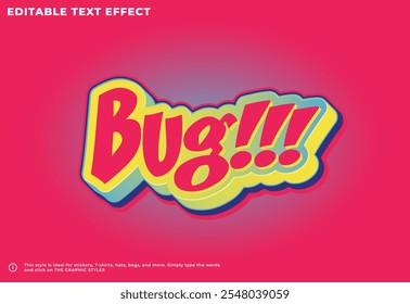 Bug Sticker Text Effect Editable Illustration Vector Print