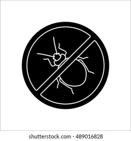 Bug stop warning sign silhouette symbol icon on background