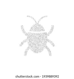 The bug symbol filled with black dots. Pointillism style. Vector illustration on white background