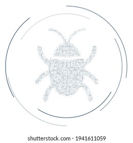 El símbolo de error está lleno de puntos azules oscuros. Estilo de puntillismo. Ilustración del vector sobre fondo blanco
