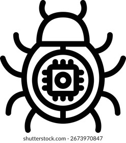 bug no sistema editável estilo desenho animado vetor adesivo