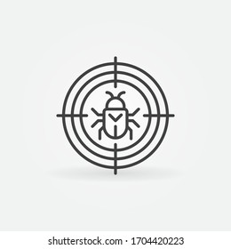 Bug in Target vector Virus or Malware concept icon or symbol in thin line style