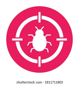 
 Bug-Ziel, weiße Glyphe mit Farbhintergrund, Vektorsymbol, das leicht modifizieren oder bearbeiten kann
