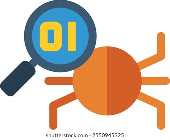 Búsqueda de amenazas de errores. Icono de color de seguridad cibernética