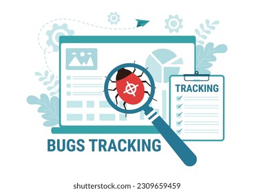 Bug Tracking Vector Illustration with Mobile Phone Protection from Computer Virus on Big Screen in Website Security Flat Cartoon Hand Drawn Templates