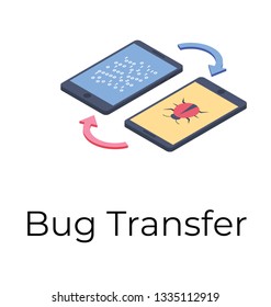 Bug transfer icon in isometric design.