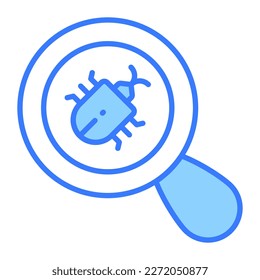 Bug under magnifier depicting vector of virus scanning, editable design
