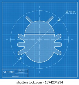 Bug vector blueprint icon. Nature illustration
