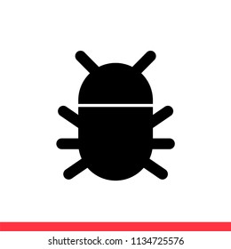 Bug vector icon, error symbol. Simple, flat design for web or mobile app