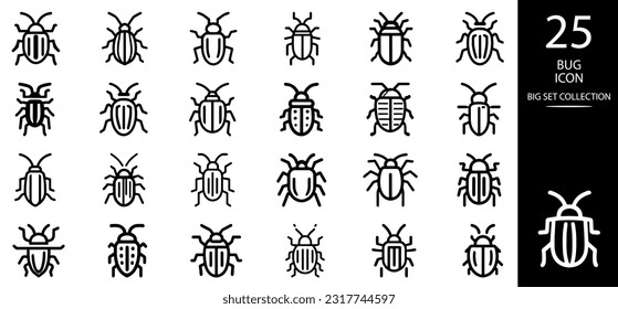 Bug vector icon. Perfect for web apps and mobile. Software bug or program bug line art vector icon.