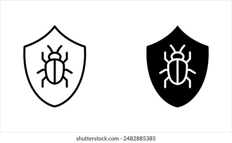 Bug vector icon set. software malware virus. Cyber protection outline symbols. vector illustration on white background