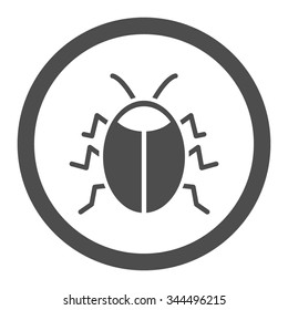 Bug vector icon. Style is flat rounded symbol, gray color, rounded angles, white background.