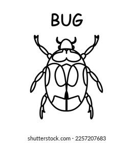 Bug vector illustration template for Coloring book. Drawing lesson for children	