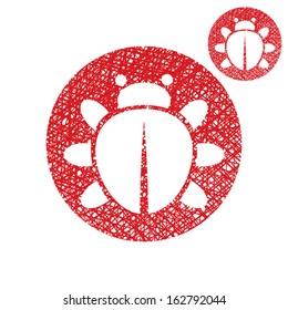 Bug vector simple single color icon isolated on white background with sketch lined hand drawn texture.