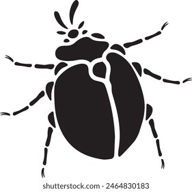 Bug Vector Stencil, Black and White