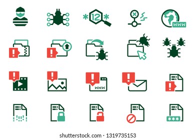 Bug virus in computer file. Dangerous from internet network.(icon)