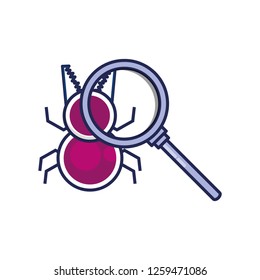bug virus infection with magnifying glass