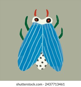 Bug, watercolor painting vector of cute insect. isolated animal illustration.