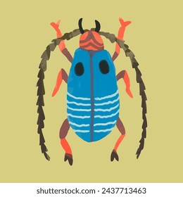 Bug, watercolor painting vector of cute insect. isolated animal illustration.